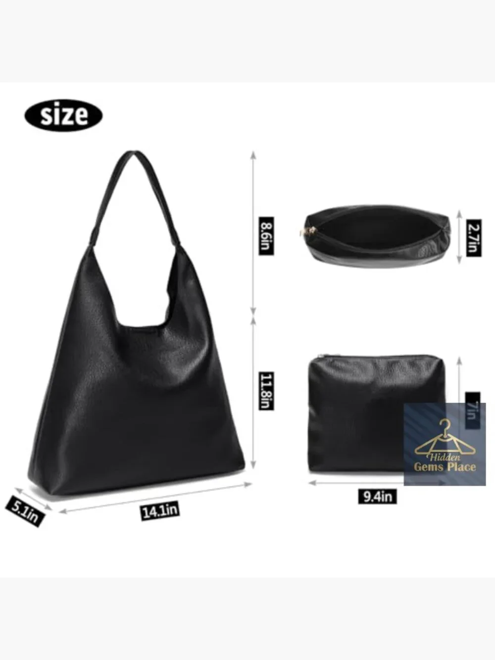 Large Soft Vegan Leather Slouchy Hobo Tote Shoulder Bag